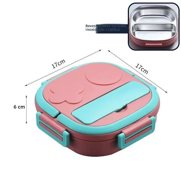 RYI_Ute Madservice 304 Bærbar Madkasse i Rustfrit Stål til Baby Børn Studerende Udendørs Camping Picnic Madbeholder Bento Box Pink 2 rum
