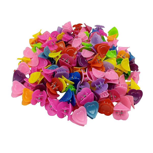 100 stk Baby Girls Mini Hårkloklips Blomst Hår Hårtilbehør Barrettes For Skolejenter Barn TenåringerHjerte Heart