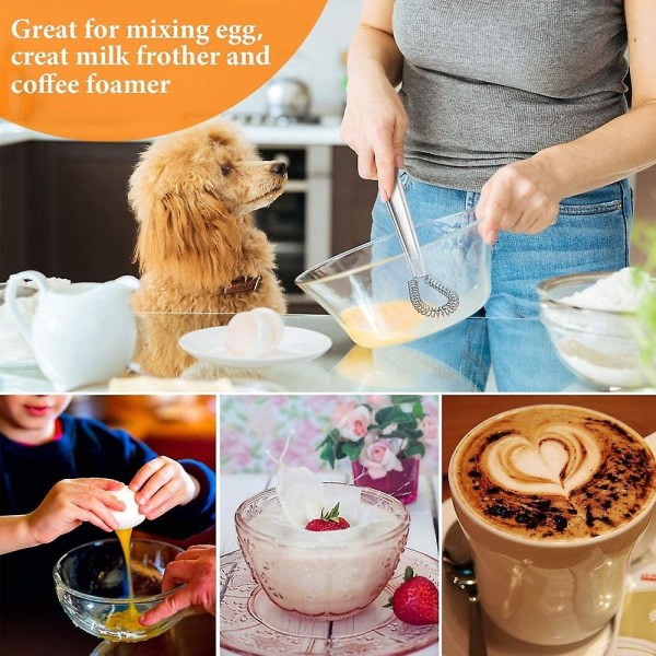 4 stk. Eggpisker i rustfritt stål Mini fjærspiralvisp Silikonvisp Håndholdt sausrører Blender
