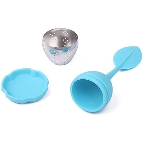Teinfuser - Rostfritt Stål Droppbricka med Silikonhandtag, för Lösa Bladkorn Te Koppar, Muggar och Tekannor (Ett Set med 4 Förpackningar)