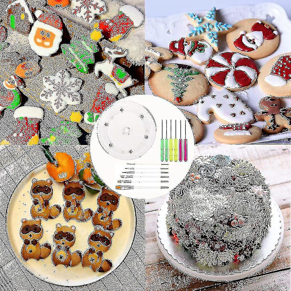Keksi Fondant -sivellin Kuorrutustyökalu Keksi Pyörivä alusta Koristeluun
