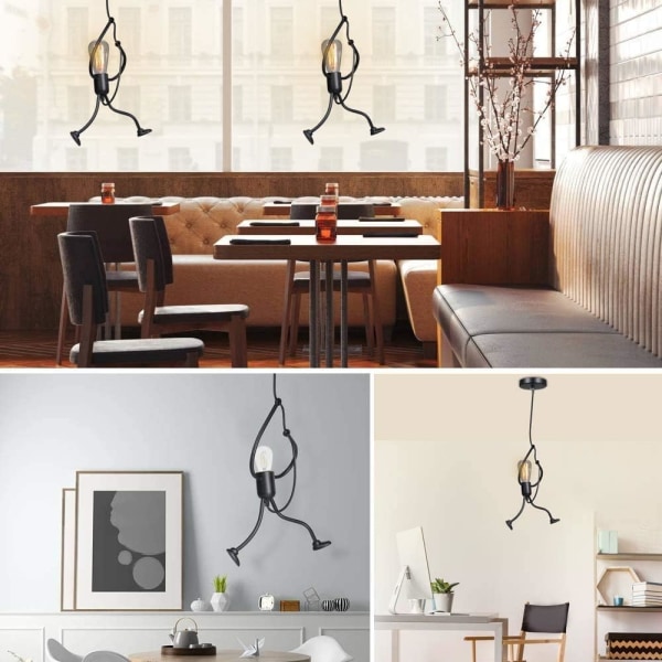 E27 Iron Chandelier Lamp Creative Cartoon Design Children's Room Chandelier(Black