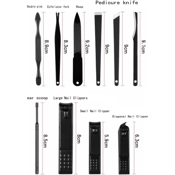 Regnbågsmanikyrset, 18 i 1 Rostfritt Stål Gradienter Professionellt Pedikyrset Nagelsaxar Grooming Kit med Läderresefodral