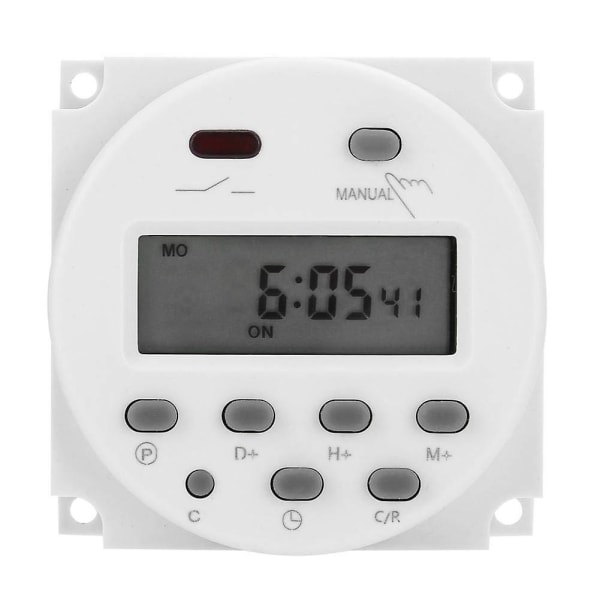 12v Mini LCD Digital Ugestimer Relækontakt Digital Timer Strømstimerstyring Med Vandafvisende Dæksel Hvid