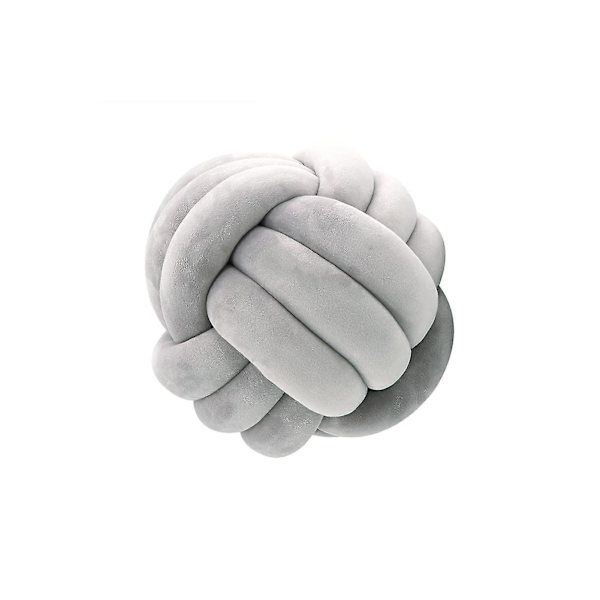 Myk Knutepute, Håndlaget Strikket Ballpute, Dekorativ Pute For Soverom Sofa (20cm) Grå Grey