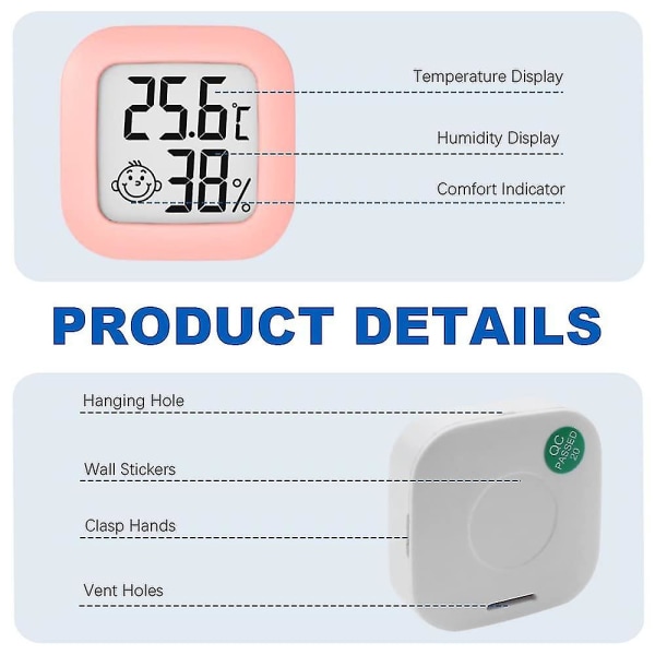 Rumstermometer Hygrometer Digital inomhus, mini rumstemperaturmätare och luftfuktighetsmätare med komfortdisplay