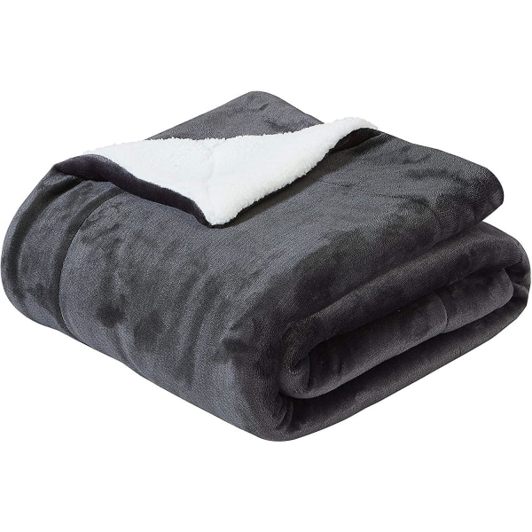Teppe Dobbeltsidig pledd, koselige pledd, tykt varm sofa pledd Fluffy fleece pledd til sofakast eller stue pledd mørk grå70x100cm dark grey 70x100cm