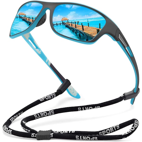 Polarisoidut Urheilulasit Miehille Ajamiseen, Pyöräilyyn, Kalastukseen - Aurinkolasit 100% UV-Suoja Goggles Sininen Peili Blue Mirror
