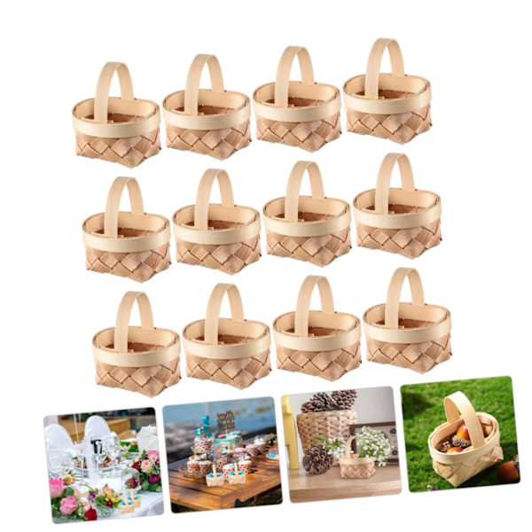 12 stk. Mini Kurv Mini Picnic Kurve Mini Tilbehør Mini Pil Kurve Flettede Kurve Gavepose Husholdnings Slik Kurv