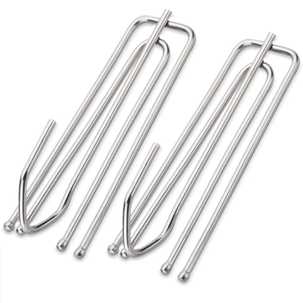 2 pcs Curtain Pleat Hooks Stainless Steel, Drapery Hook and Pins for Pleated Drapes 4 Prongs Pinch Pleat Hooks