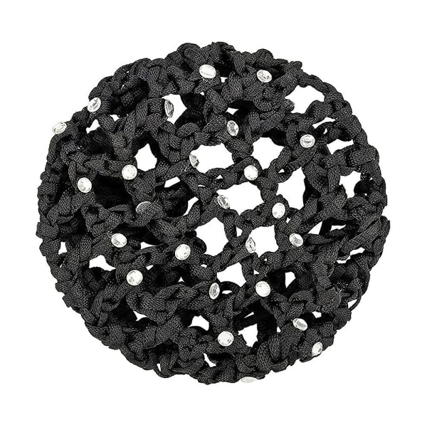 Hårknold Dæk Hårnet Til Piger Kvinder Håndlavet Strikket Mesh Perler Dekoration Elastisk Hårnet Til Ballet Dans Skøjteløb Knold Mesh Dæk Sort Black