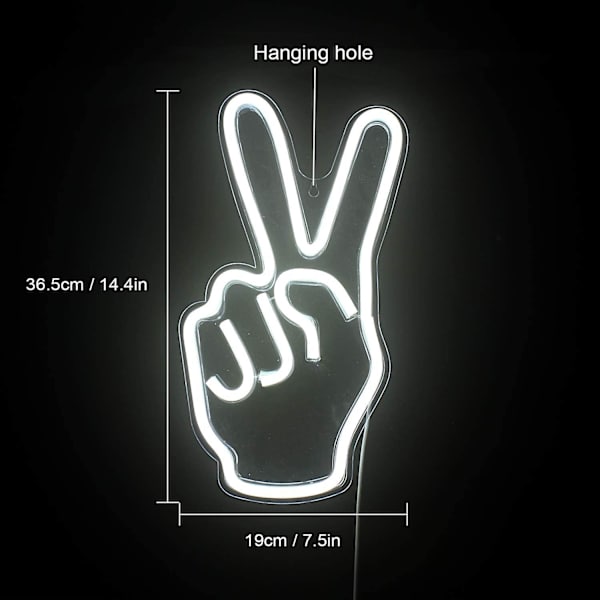 Yeah Gesture Neon Lys Skilt Hvit Led Neon Skilt Med Usb Bryter Neon Finger Lys Lampe Skilt For Soverom Bar Pub Kontor Fest Tilbehør 14' X 8'