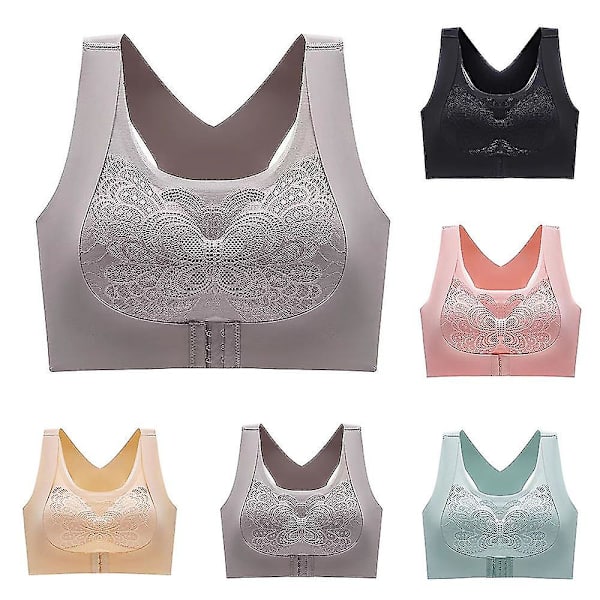 Sömlös Sport-BH för Damer med Vacker Rygg Sexig Push Up Bralette Underkläder Yoga BH:ar XLGrå XL Gray