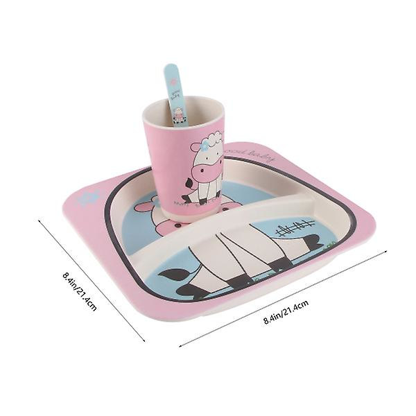 1 Setti Lapsen Astiasto Vauvan Piirretty Astiasto Ihastuttava Lapsen Ruokailukulho Pinkki 21.4X21.4CM Pink 21.4X21.4CM