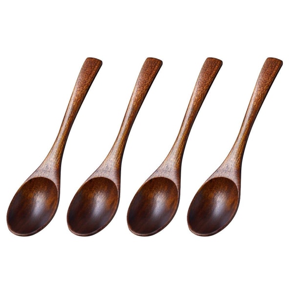 4 kpl Ovaalin Muotoisia Puusta Valmistettuja Lasten Keittolusikoita Luonnonpuuta Riisin Annosteluun Astiastosetti 4 kpl 4PCS