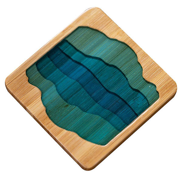 Hauska eristysmatto bambuukuppi-matto Koti Ei-kuuma matto Koti Ei-liukas matto Kupin eristysmatto Sininen 7,7X7,7 Blue 7.7X7.7cm