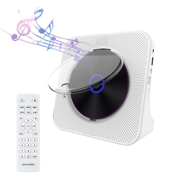 Kannettava CD-soitin Bluetoothilla, pöytä-CD-soittimet kahdella HiFi-kaiuttimella kotimusiikkia varten CD-soittimella LCD-näytöllä/FM-radiolla/Du