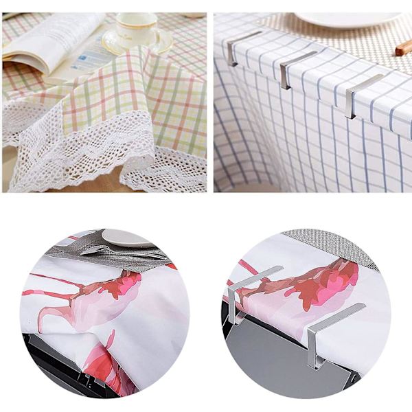 Dukklämmor, Set med 24 Dukklämmor, Rostfritt Stål Dukhållare för Fest Picknick Tält och Bröllop Picknickbord