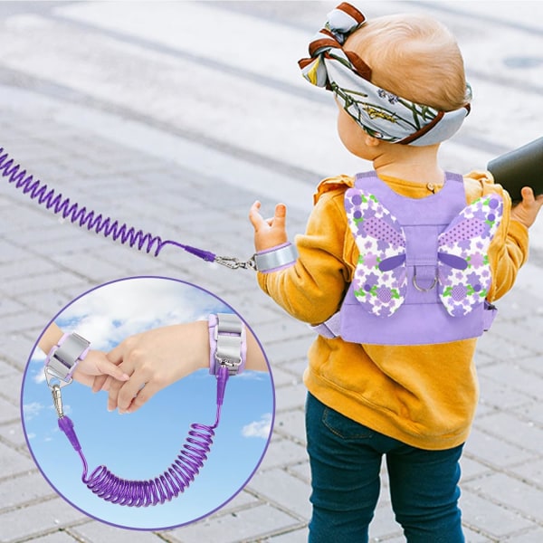 Småbørnsselebånd + anti-tabt håndledsled, sommerfugleseler til børn med børnesnore, sød babysnor Walking Assistant Armbåndsrem