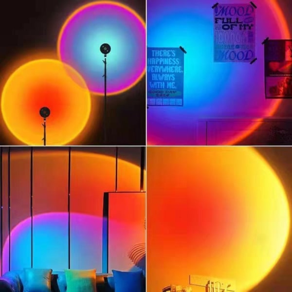 Solnedgangsprojektorlampe, Flere Farver Moderne Solopgangsprojektionslampe, USB Natfotografering Børn Voksne Gave (Flerfarvet med Fjernbetjening)