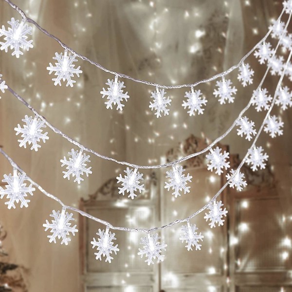 80 led julsnöflinga slingljus hängande dekorationer - Winter Wonderland upplyst dekor för jul jul Inomhus utomhus festtillbehör (32