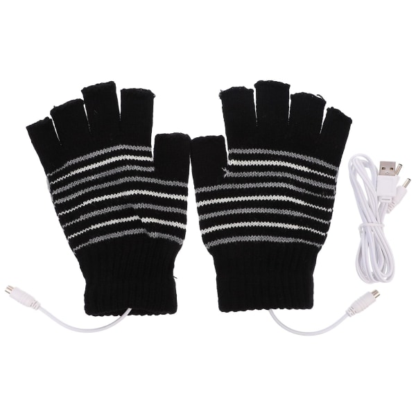 1 Pari USB-lämmitteiset Mittens Unisex-hanskat Talvi Kädet Lämmitin Sormittomat Hanskat Musta 17.5X11X1CM Black 17.5X11X1CM