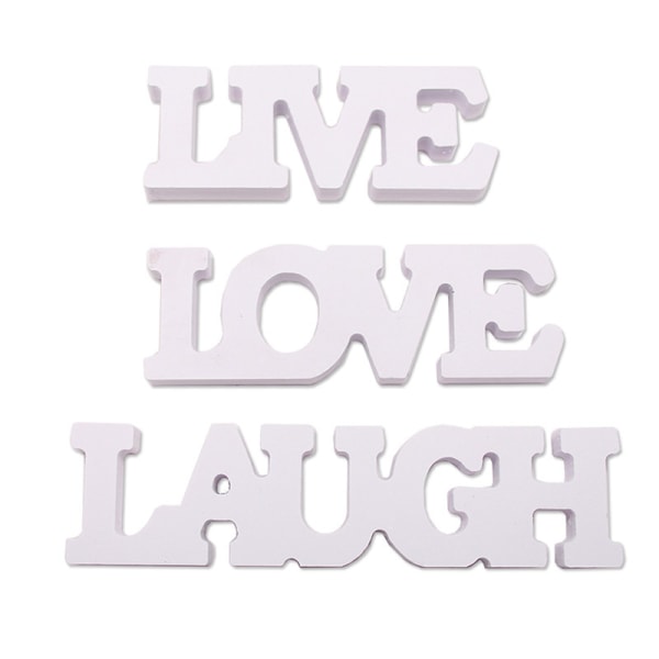 Set 3 kirjaimia Wood Love Live Laugh Stand Letters Pöytäseinäkoriste