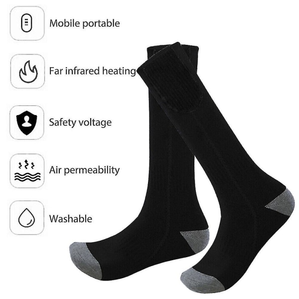 4000mAh Elektriskt Uppvärmda Strumpor Stövlar Fotvärmare USB Laddningsbar Batteri WarmsockSvart med 2200mAh Batteri Black with 2200mAh Battery