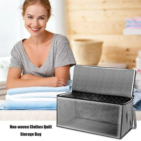 Organiseringsväska för kläder och täcken i ovävd textil, hopfällbar filt- och tröjorganiseringslåda 2-pack
