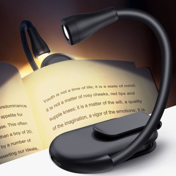 Book Light Reading Light Book Lamp for Reading in Bed, Book Lover Gifts for Women Men, Clip on LED BookLight Rechargeable USB