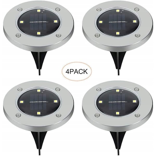 Solcellslampa utomhusbelysning 4LED marklampa 4 stycken varmt ljus