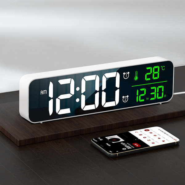 RYI)Svart Digital Väckarklocka, Väggklocka Morgonväckarklocka LED Di