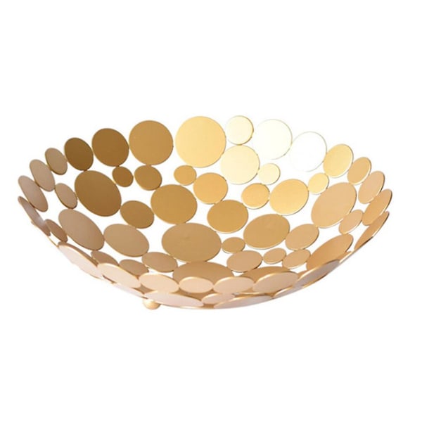 Ihålig fruktskål Metall Fruktfat Dekorativ järnkonstbricka Köksservis Matbordsdekor (guld)Gyllene Golden