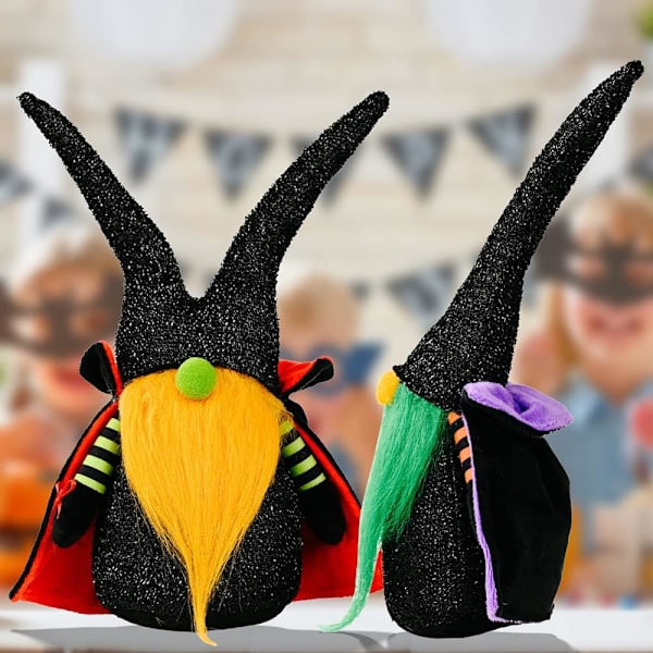 Halloween-tontut Plush-lelu, Käsintehty Kasvoton Nuken Värikkäällä Parranpeitteellä Haamuhattu Nuken, Halloween-juhlan Syntymäpäiväkoristelahjat 2kpl