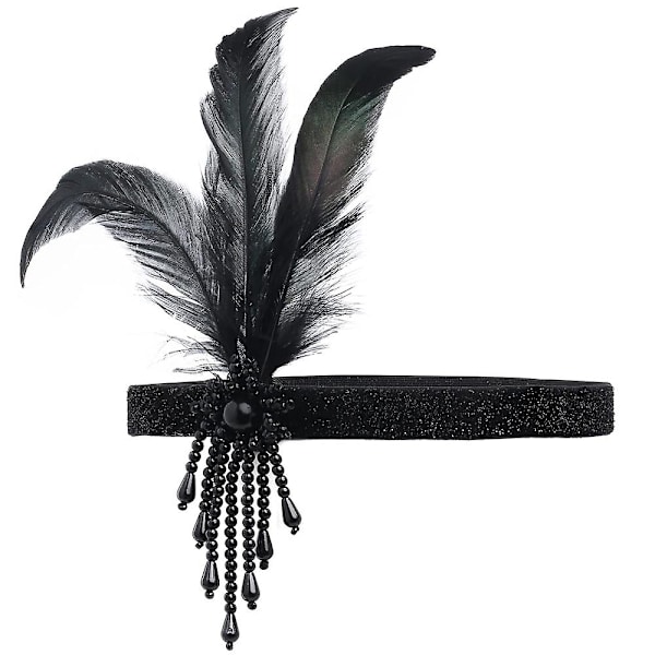 1920-luvun Naisten Pääkoriste Höyhen 20-luvun Pääpanta Koristeellinen Pääpanta, vintage 1920-luvun Flapper Hiusten Asusteet Naiselle Tytöille Musta Black
