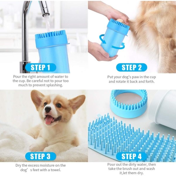 Dog Paw Cleaner Paw Cleaner, Portable Dog Paw Grooming, Pet Dog Paw Scrubber Ideal for Active Dogs (24CM) Blue