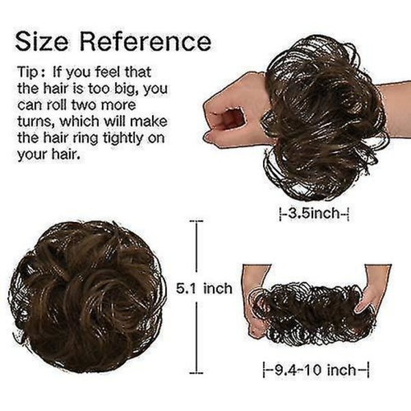 100% Ihmishiusten Pötkölaajennus, Messy Bun -Hiuslisäkkeet Kiharat Hiukset Scrunchies Chignon Poninhäntä Laajennukset Naisille Tytöille Updo Donut Hiustyyli Brown brown Brown brown