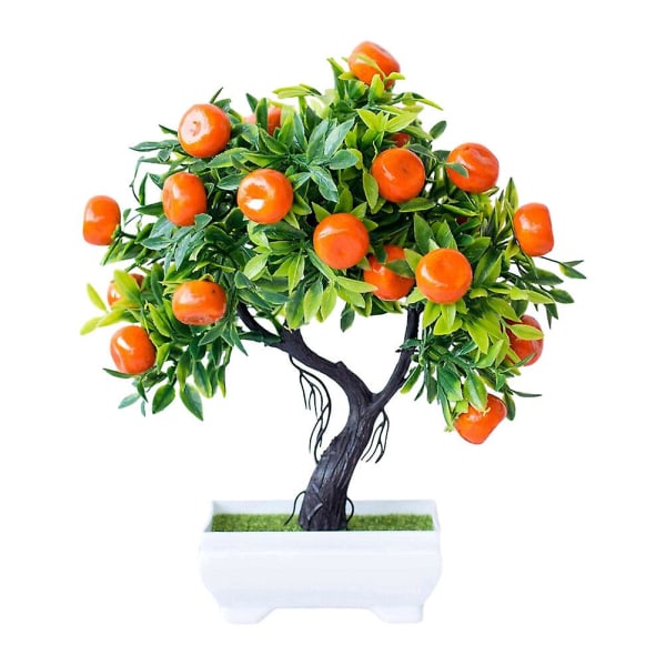 Kunstig Bonsai Potteplante Appelsintræ Potte Mini Planter Kunstig Bonsai Falsk Frugt Appelsintræ Assorteret Farve 26x22cm Assorted Color 26x22cm