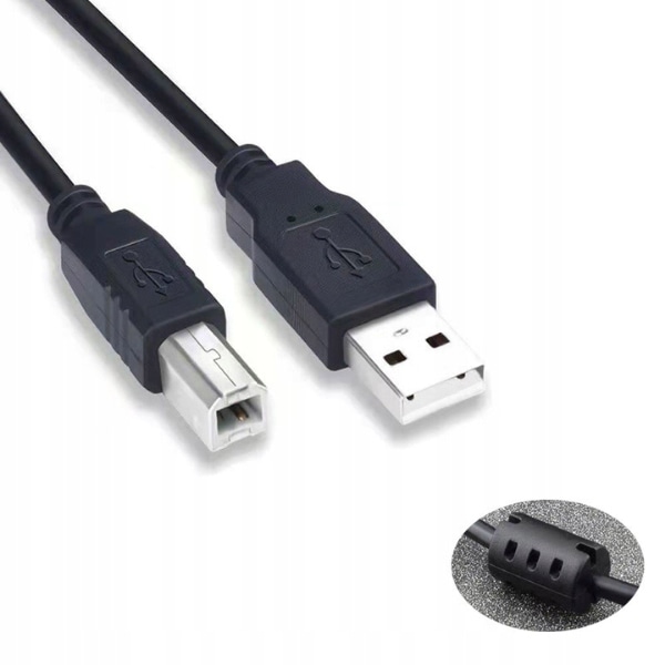 USB-kabel för skrivare 5 meter Skrivar kabel 2.0 Svart A/B Ren koppar Kvadratisk port Skrivardatakabel