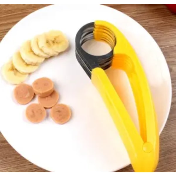 Banan Skärare, ABS+Rostfritt Stål Frukt & Grönsak Skärare Köksredskap för Banan Korv Jordgubbe Druva (1 Stycken)