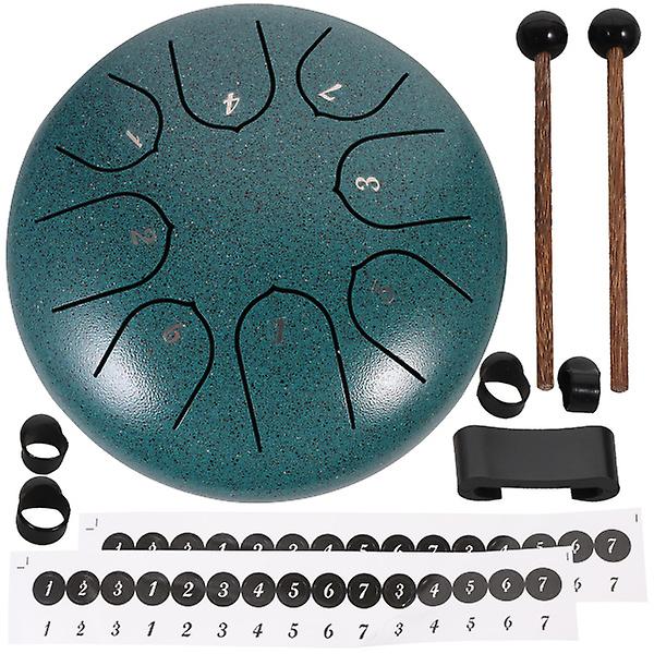 1 Set 6 Inch Steel Tongue Drum 8 Notes Musical Instrument Hand Drum KitGreen15X15CM