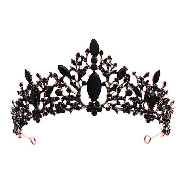 1 stk Stilful Barok Sort Krone Brudesløjfe Chic Kvinder Krone Hår Dekoration Sort 14,5x7cm Black 14.5x7cm