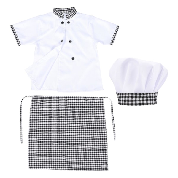 1 Set Unisex Kids Chef Cosplay Uniform Outfit Kortärmad Blus Med Förkläde HattAsorterad färg120cm Assorted Color 120cm