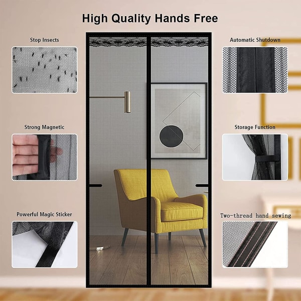 Magnetic Mosquito Net Door, Mosquito Net Door Curtain With Side Storage Strips, Easy Adhesive Assembly No Drilling, For Kitchen/living Room/bedroom/ya