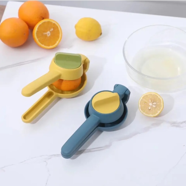 Citruspresser til appelsiner, citroner, mandariner - Dobbelt Twist-funktion til at presse saft fra citrusfrugter - Manuel, robust plastik (1 stk., Blå)