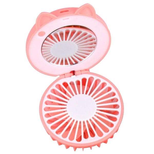 Bærbar Spejl Lomme Mini Ventilator Spejl Ventilator Mini Kosmetik Spejl Foldbar Ventilator Pink 8,6X7,6CM Pink 8.6X7.6CM