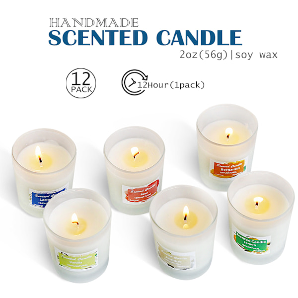 12 Doftande Ljus Sojavax Doftljus Luftfräschare Mainstays Tealight Ljus Sojavax Glas Familj Presentset
