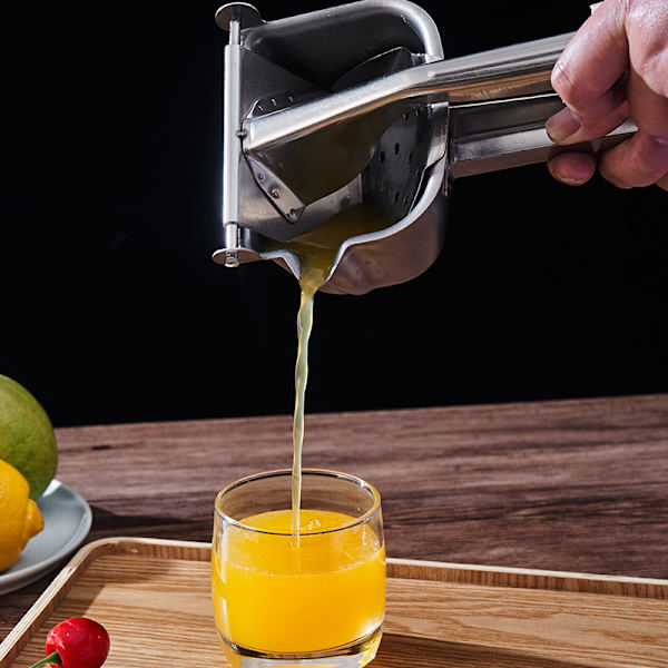 Citronpress i Rostfritt Stål - Handdriven Saftpress för Apelsin, Lime, Grapefrukt