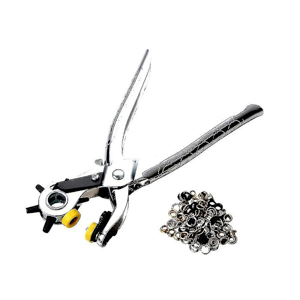 Lærpunch med roterende punch og multi-størrelse tips Multifunksjonell punchtang Lærbelte punchtang 30*11*2.5cm Sølv Jiujiuso