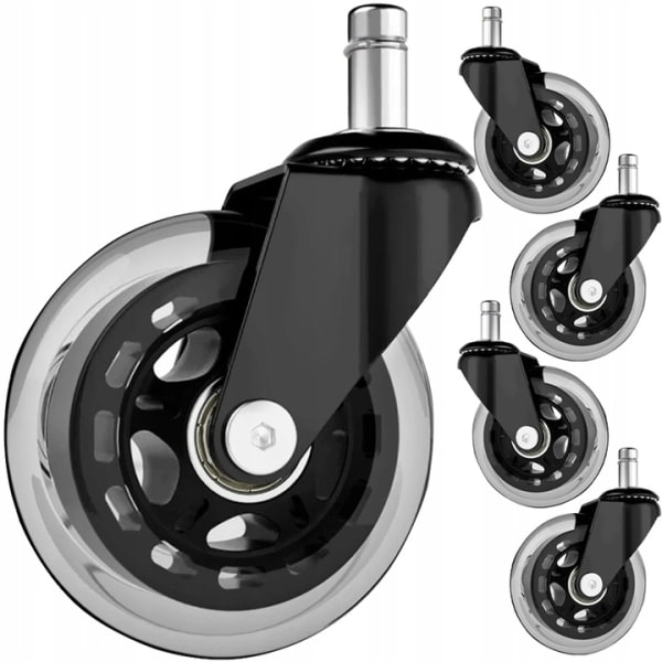 5-pack Hjul till Kontorsstol - 11 mm Transparent